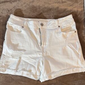 Maurices white Denim Distressed Jean Shorts